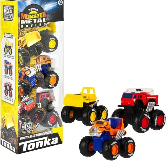Tonka Monster Metal Movers 3-Pack Front Loader, Fire Truck & Cement Mixer - Picture 4 of 4
